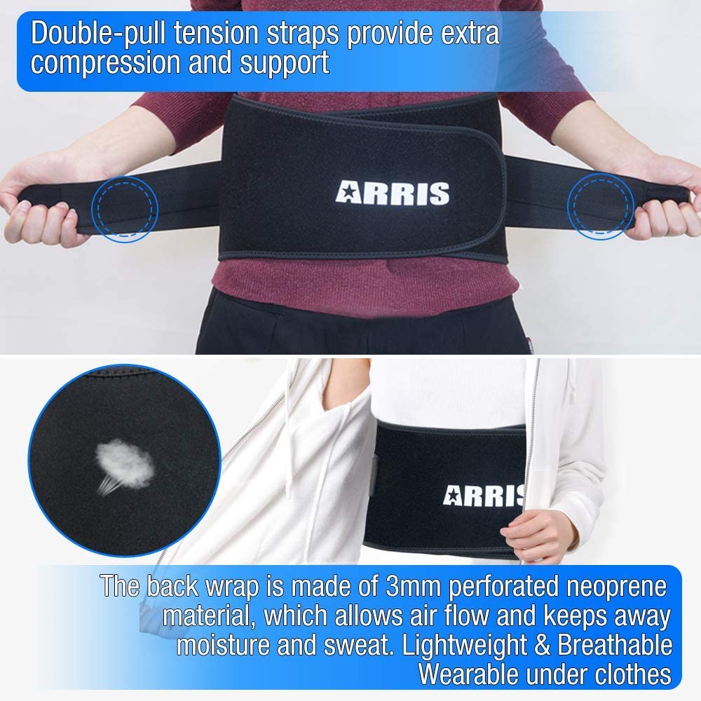 Hot Cold Therapy Ice Back Pack with Compression for Back Injuries, Reusable Lower Back Ice Wrap with Air Pump for Pain Relief