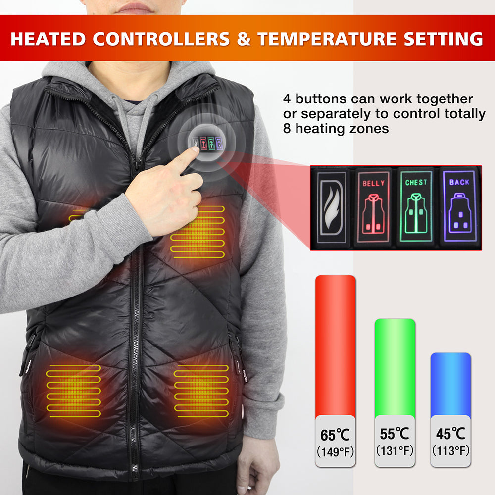  4 buttons can work together or separately to control totally 8 heating zones
