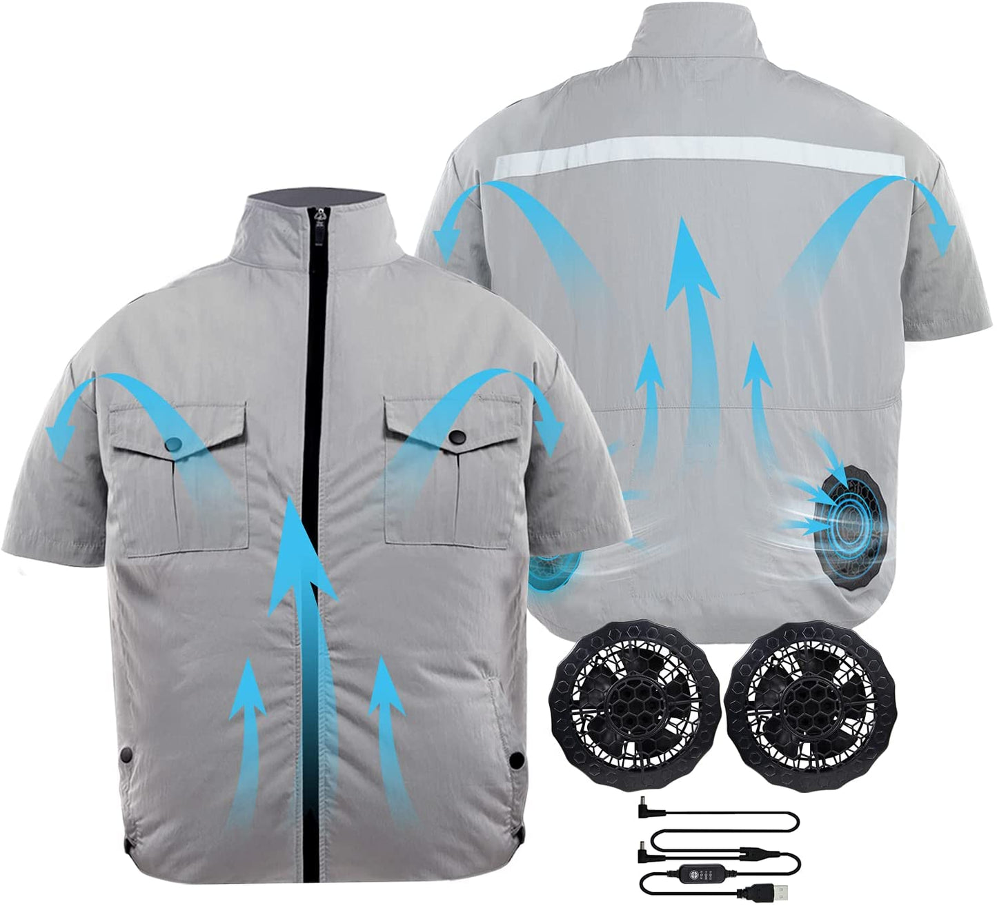 ARRIS Cooling Fan Jacket, Air Conditioned Coat for Men, 5V USB Summer Cooling Jacket Work Clothes