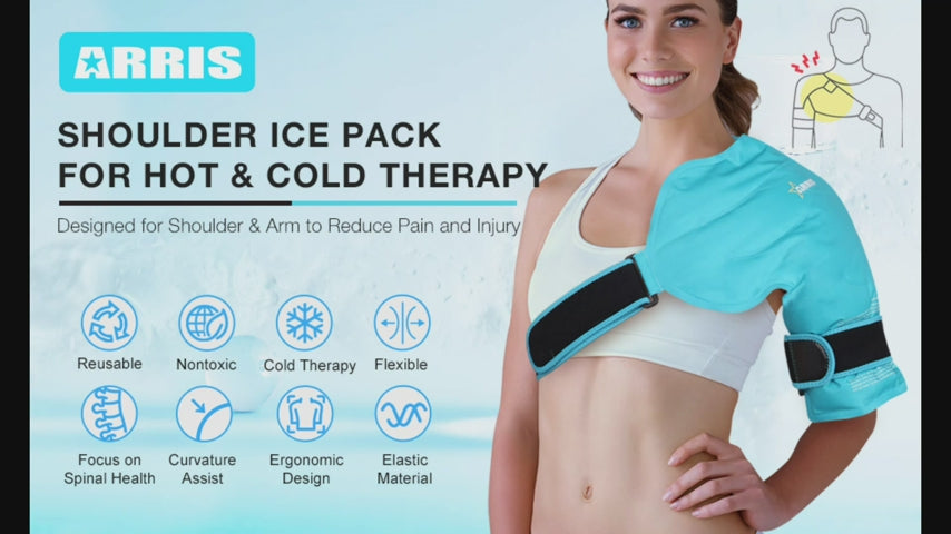 DUKUSEEK Ice Pack for Shoulder Rotator Cuff - Reusable, Flexible, Long LastingGel Ice Pack for  Hot & Cold Therapy - for Pain Relief, Bursitis, Recovery After Surgery