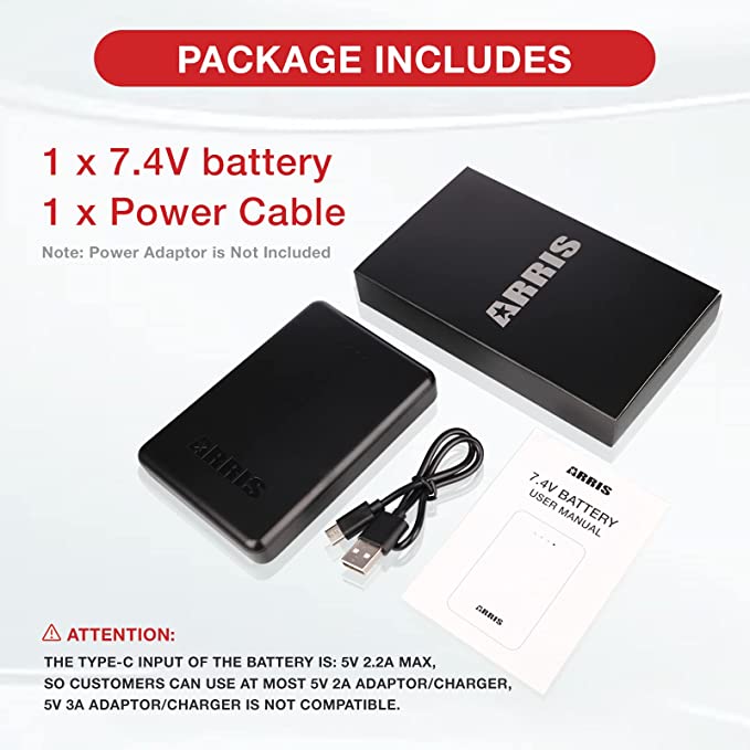 ARRIS 2022 7.4V 5500mAH Rechargeable Battery for ARRIS Heated Jackets and Heated Vests