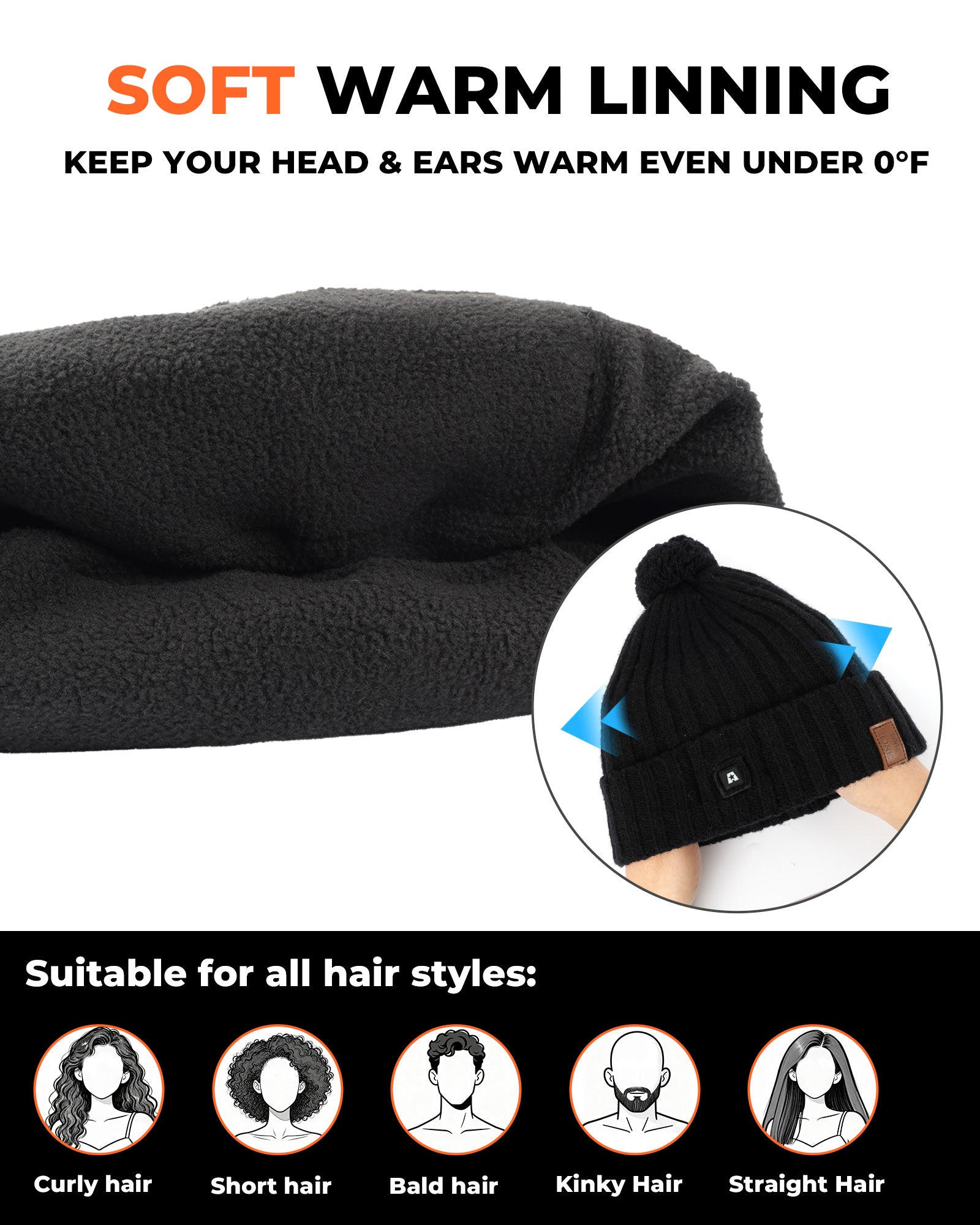 rechargeable heated beanie hat for women