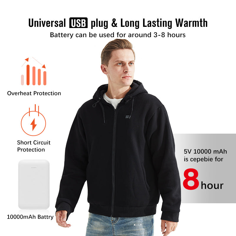 DUKUSEEK Heated Hoodie with 10000mAh Battery Pack Electric Heated Hoodie for Men and Women