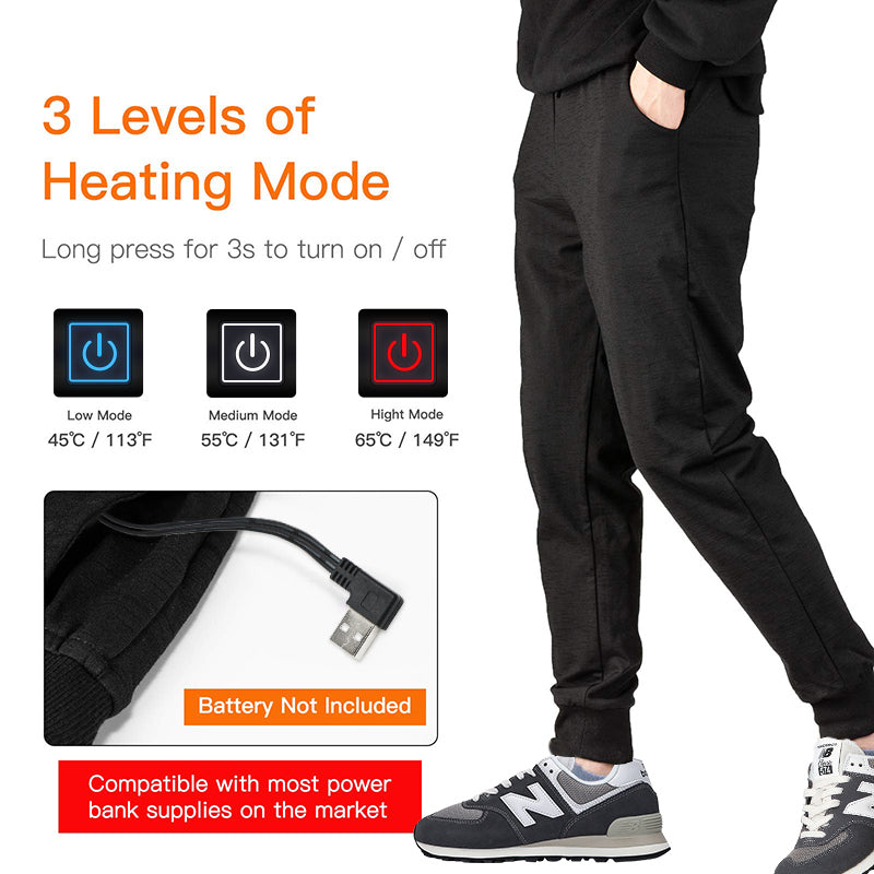 Electric Heated Pants for Men Women 6 Warm Heating Pads 3 Temperature Settings for Winter Cycling, Hiking, Trekking, Outdoor Lovers and Workers (No Battery)
