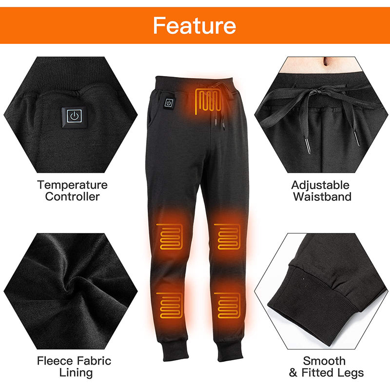 Electric Heated Pants for Men Women 6 Warm Heating Pads 3 Temperature Settings for Winter Cycling, Hiking, Trekking, Outdoor Lovers and Workers (No Battery)
