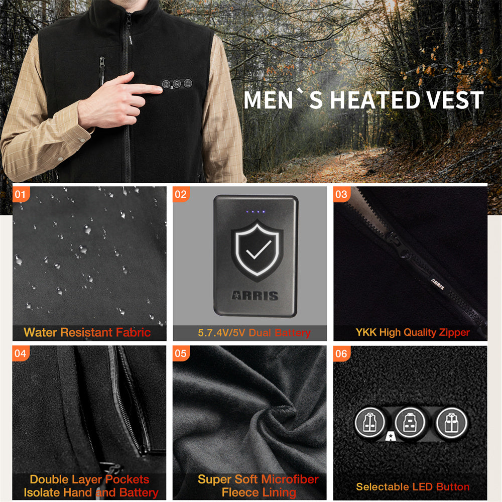 ARRIS 7.4V Fleece Battery Heated Vest Size Adjustable – arrislife