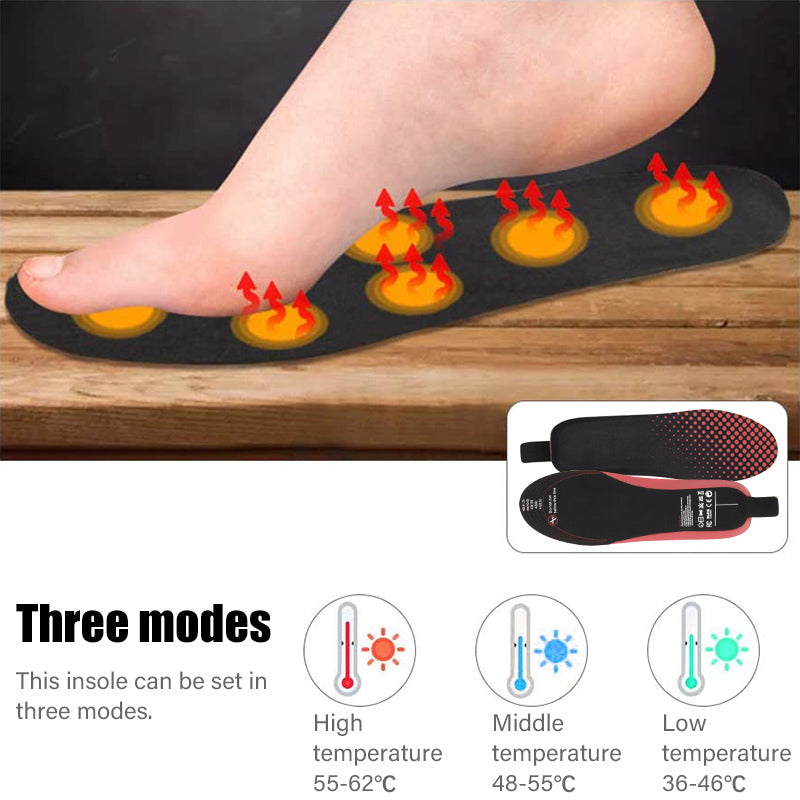 Electric Heated Insoles Rechargeable Foot Warmer with Remote Control 3 Heating Modes for Hunting Skiing Fishing Camping Motorcycling Snowboarding Outdoor Workers Unisex for Men and Women