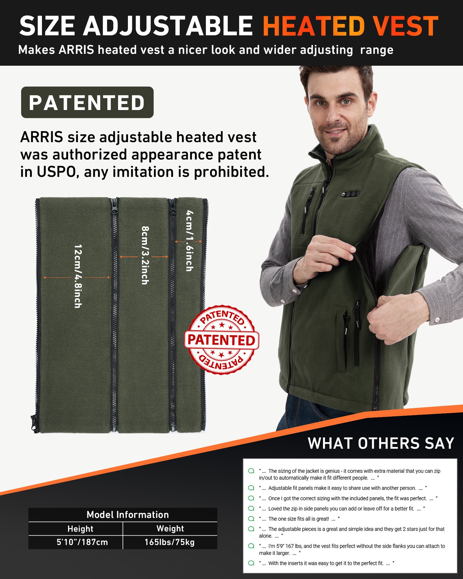 Fleece Heated Vest for Men Size Adjustable