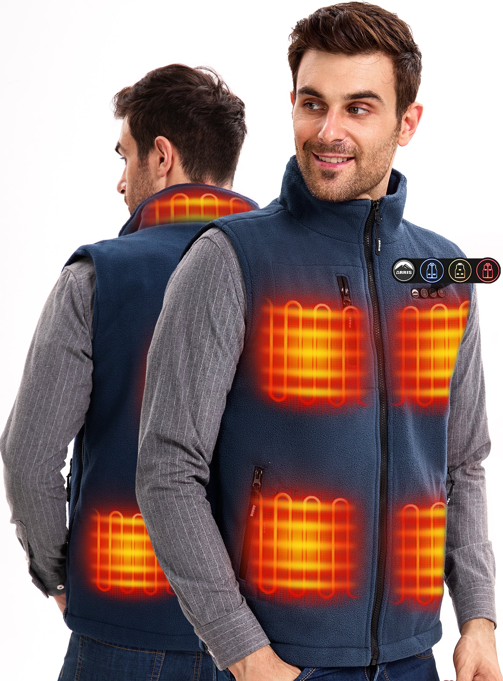 ARRIS Fleece Heated Vest for Men with Battery Pack Size Adjustable