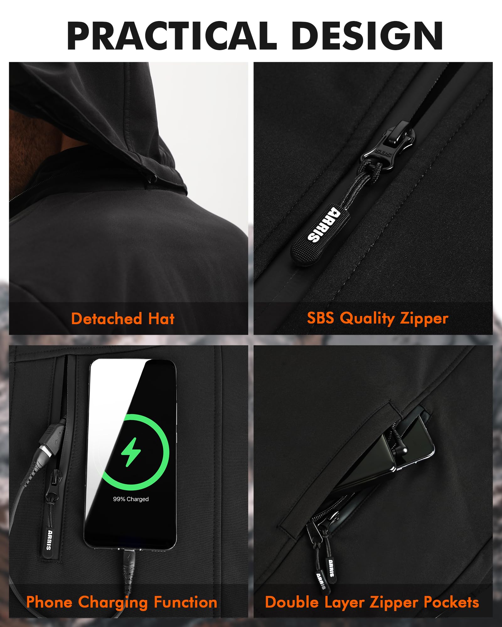 ARRIS Heated Jacket for Men Heated Gloves Heated Beanie Hat Bundle Sale Combo