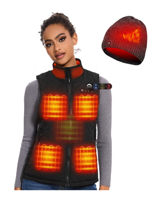 ARRIS Heated Vest for Women + Heated Beanie with Battery and Charger Combo Sale