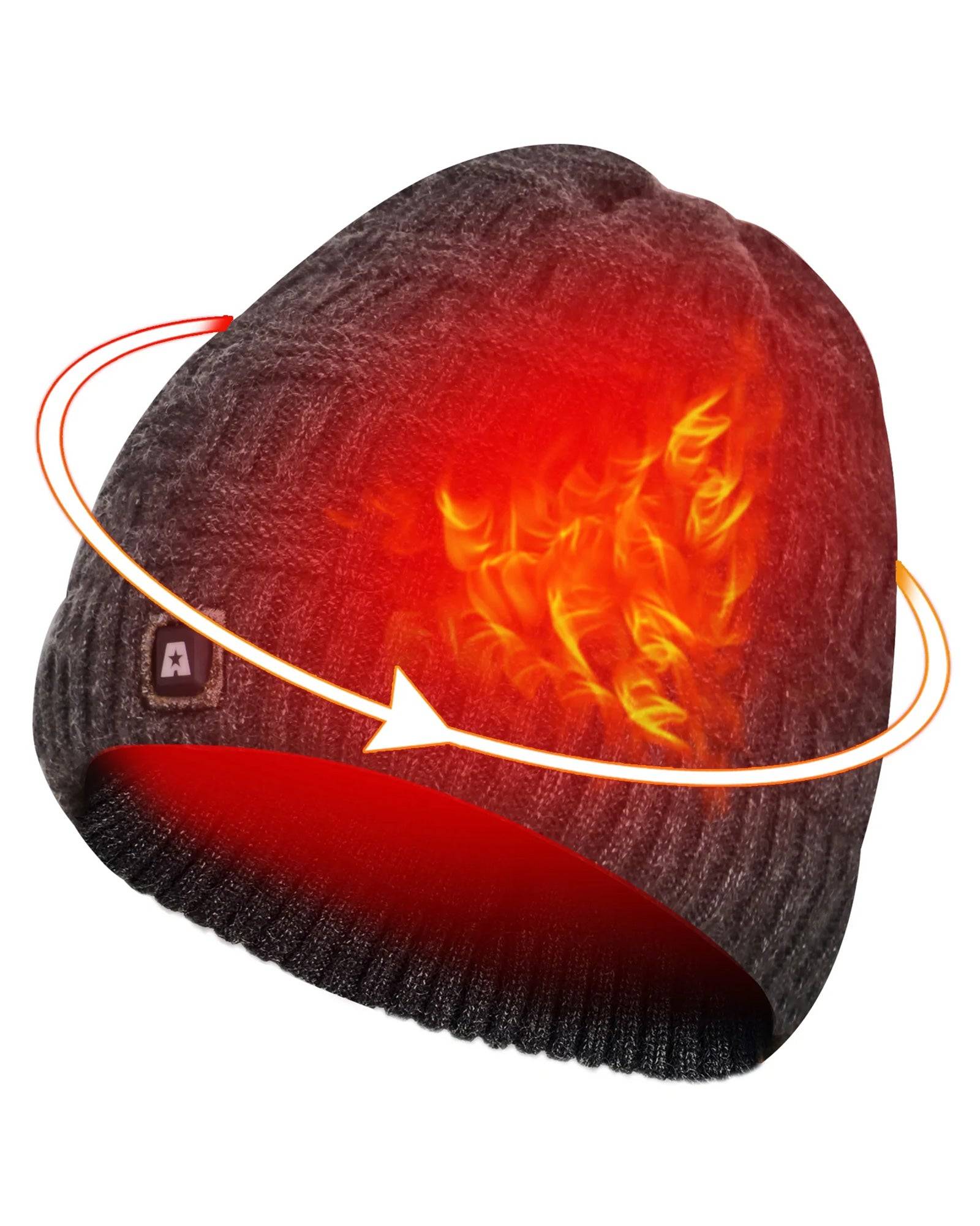 Battery Heated Beanie Electric Winter Heated Hat with Rechargeable Battery Unisex Black