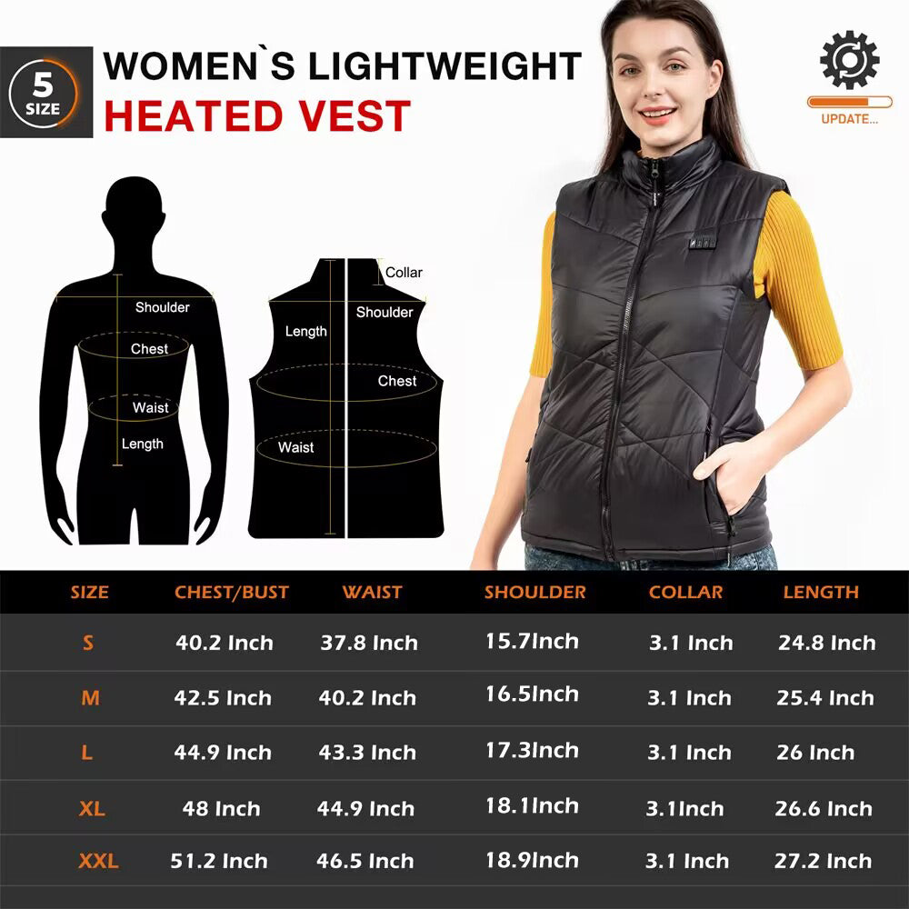 size chart of dukuseek lightweight heated vest
