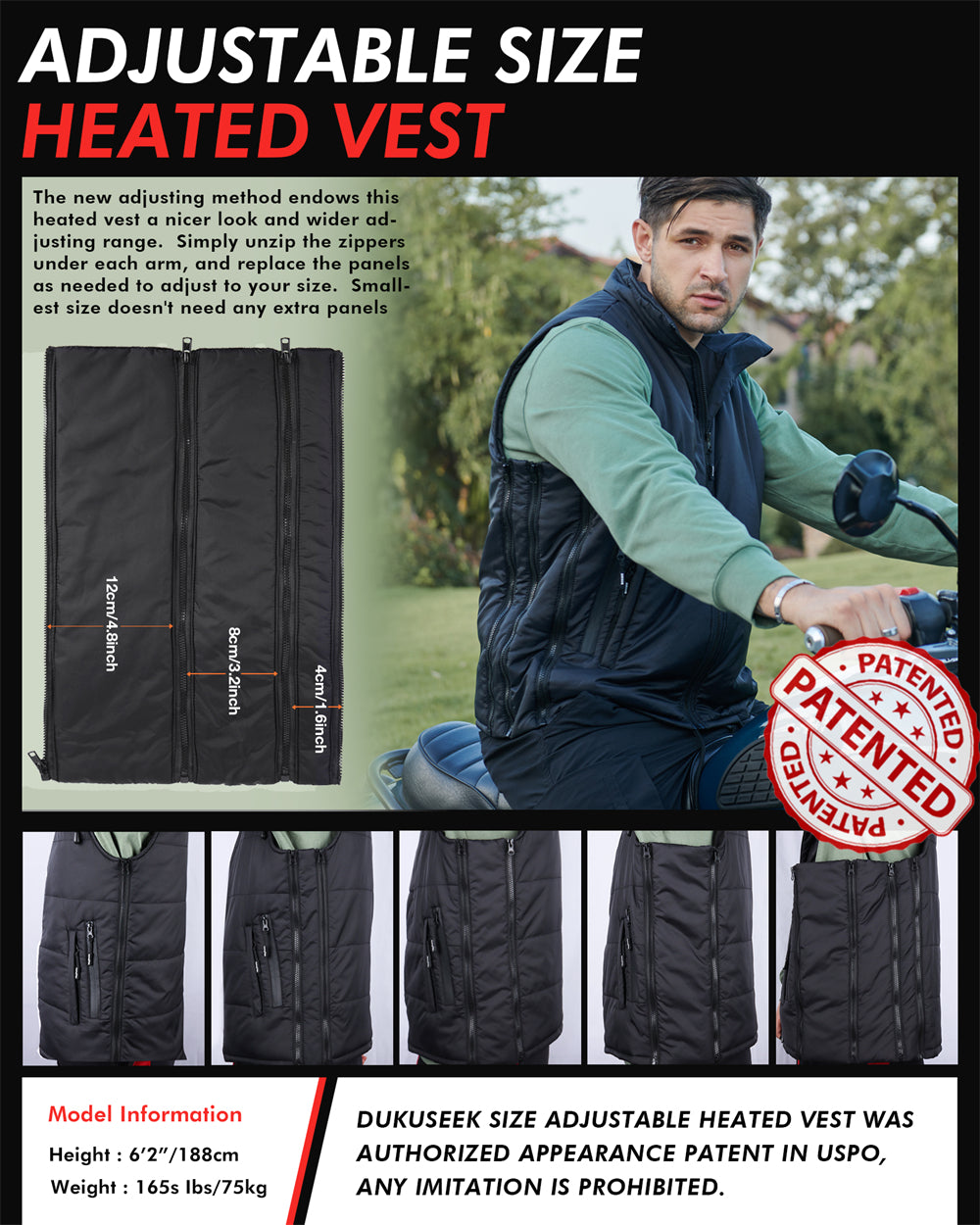heated vest for motorcycling 12V