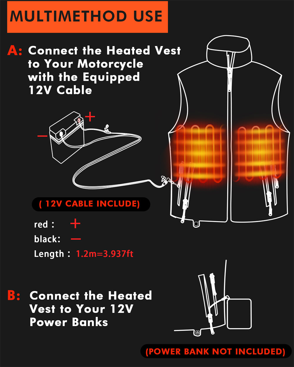 12V men's cycling heated vest