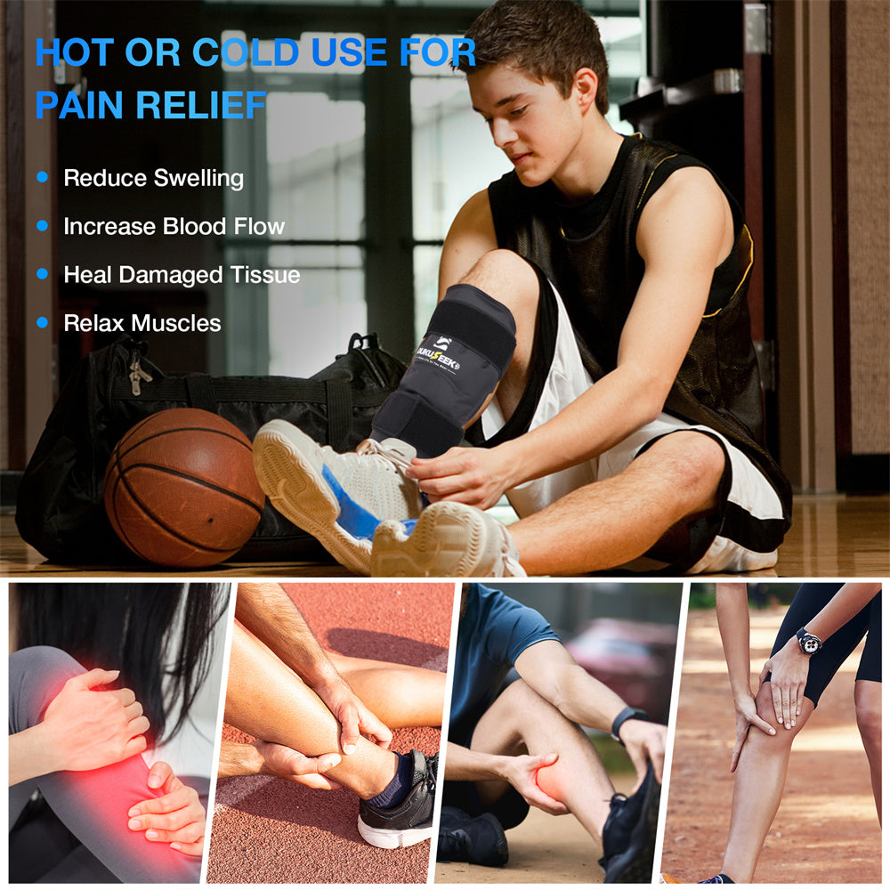 DUKUSEEK shin ice pack, reduce swelling, increase blood flow, heal damaged tissue, relax muscles