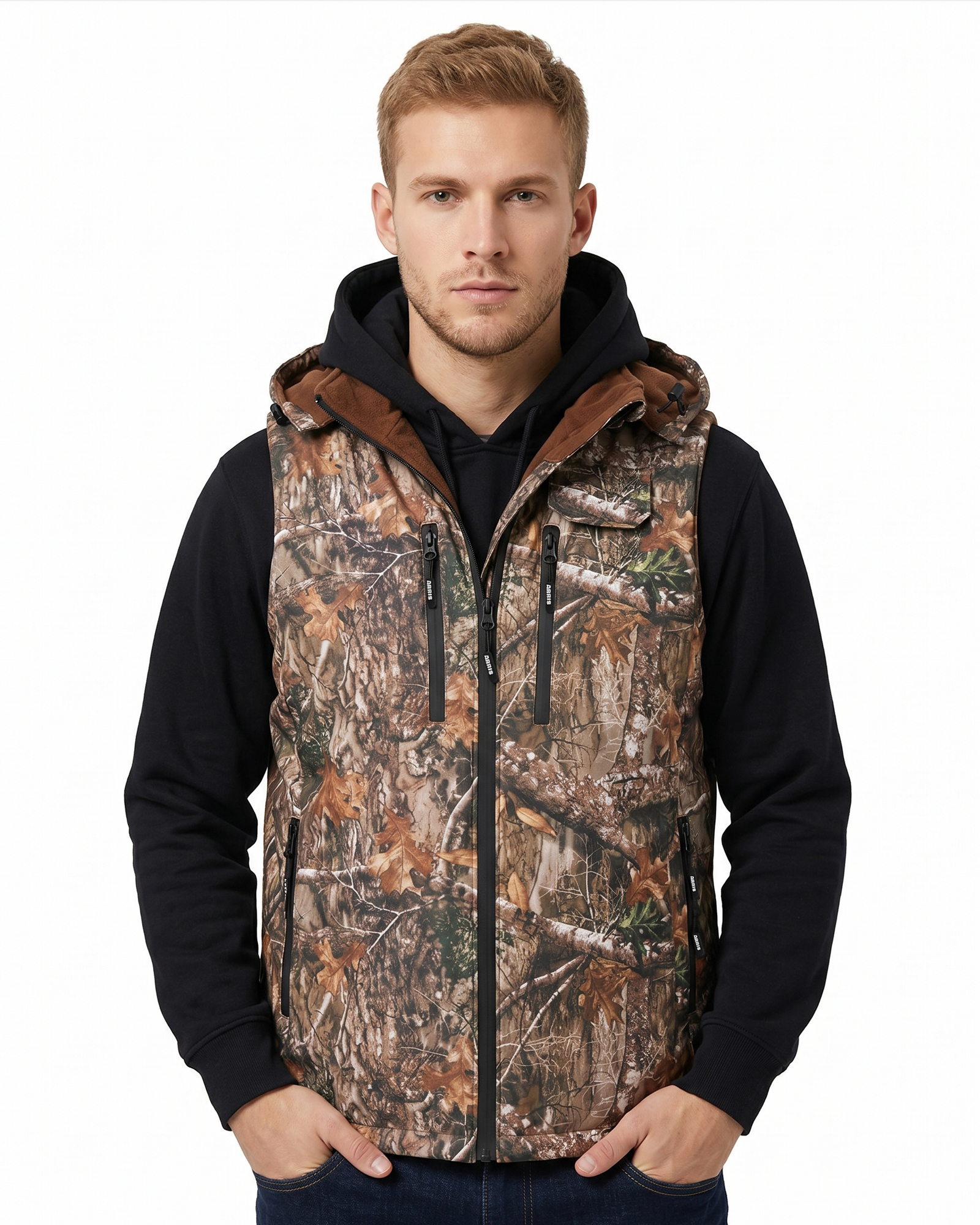 ARRIS 10-Zone Heating Camo Heated Vest for Hunting with Detachable Hood & Battery Pack