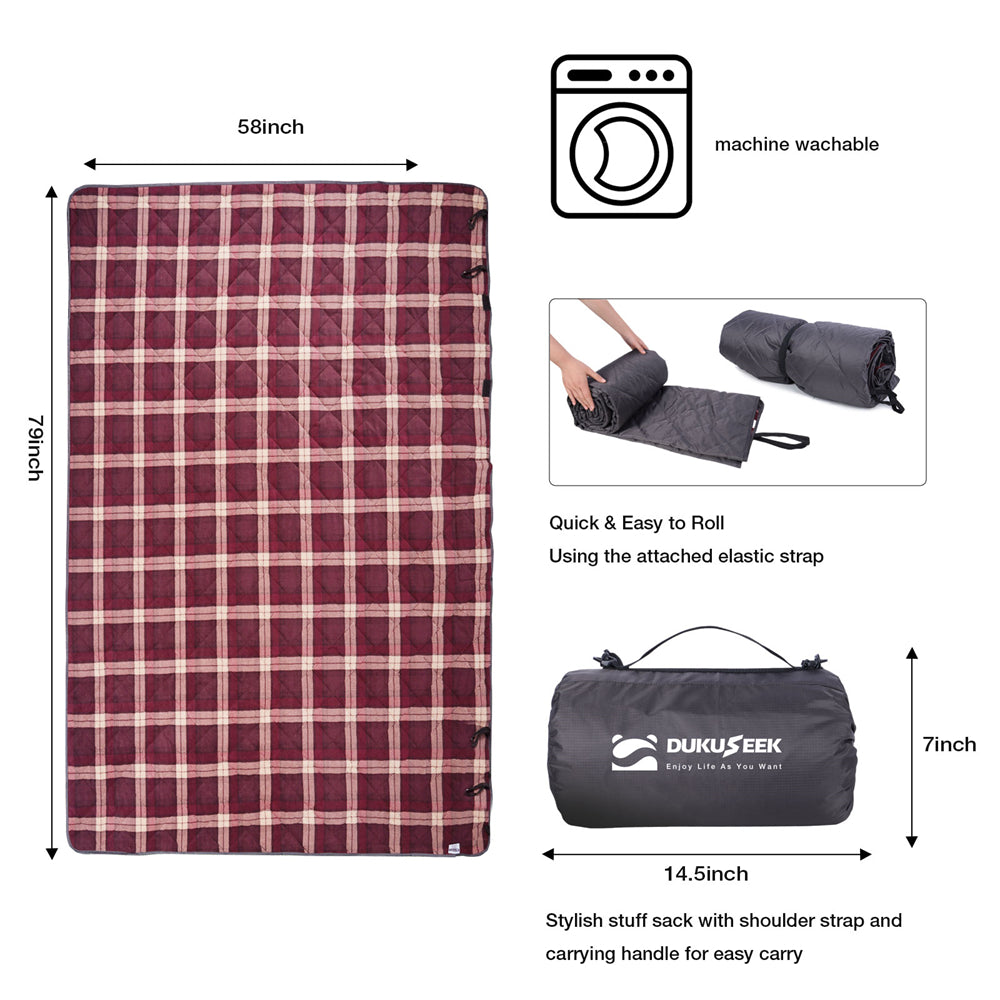 dukuseek outdoor blanket is easy to pack and machine washable