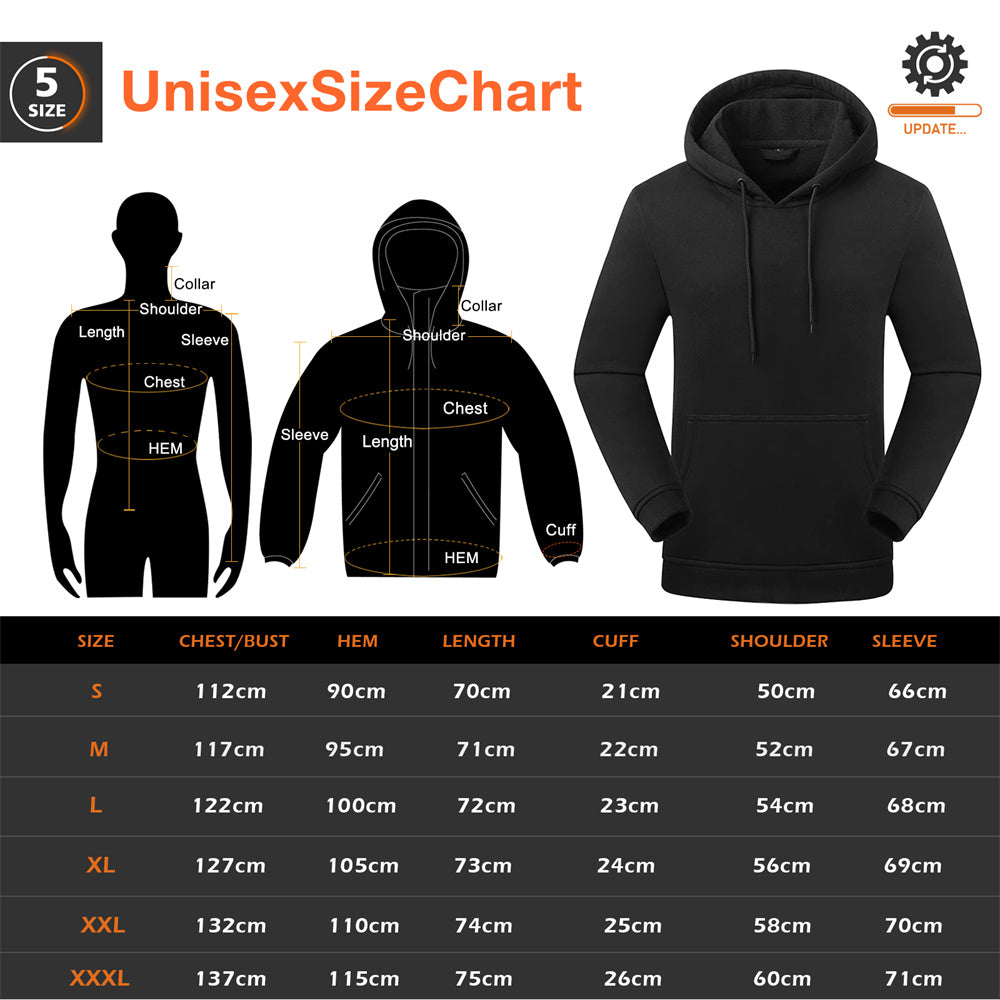ARRIS 5V Electric Heated Hoodie Pullover Hoodie with 10000mah Battery Pack for Men 5 Heating Zones