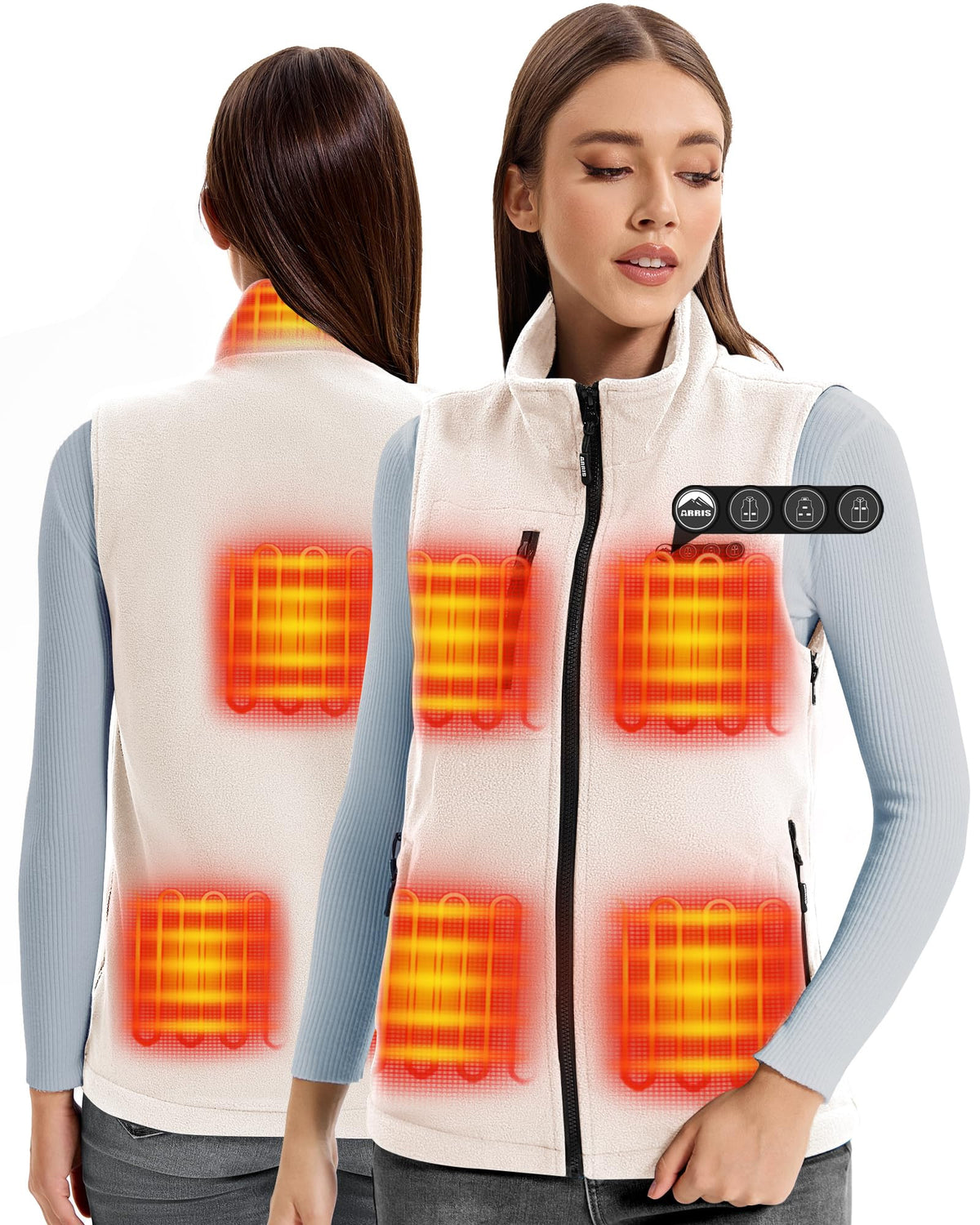 ARRIS Fleece Heated Vest Women 7.4V Electric Warm Vest Size Adjustable