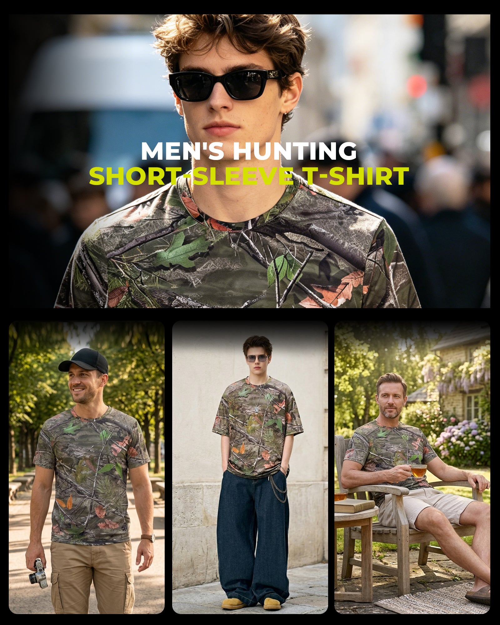 ARRIS Men's Short Sleeve Camo T-Shirt for Hunting Fishing Outdoors