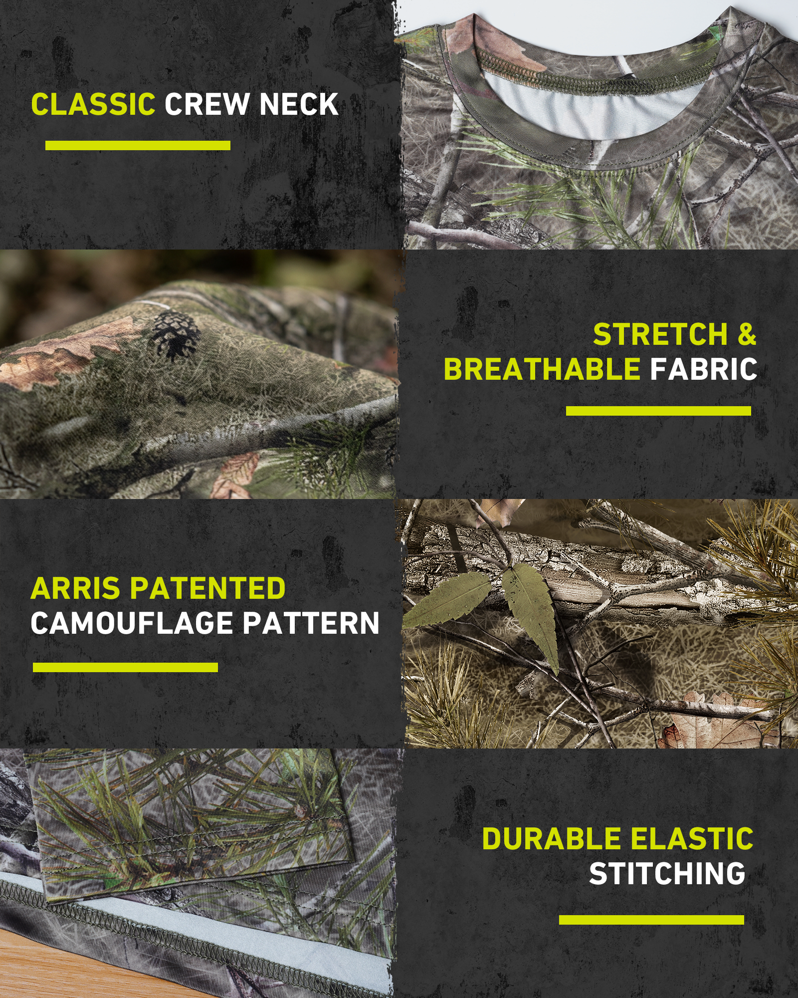 Men's Long Sleeve Camo T-Shirt for Hunting Fishing Outdoors