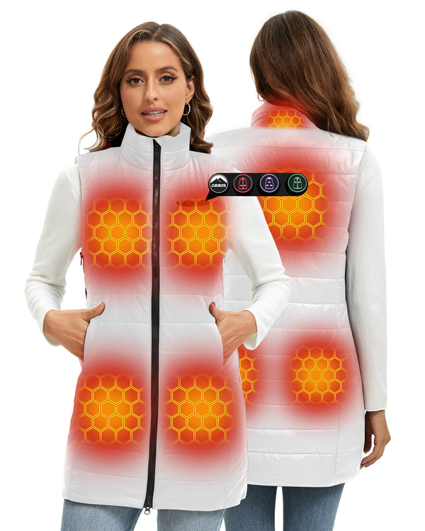 ARRIS Women`s Long Graphene Heated Vest, Size Adjustable Long Puffer Lightweight Heating Vest