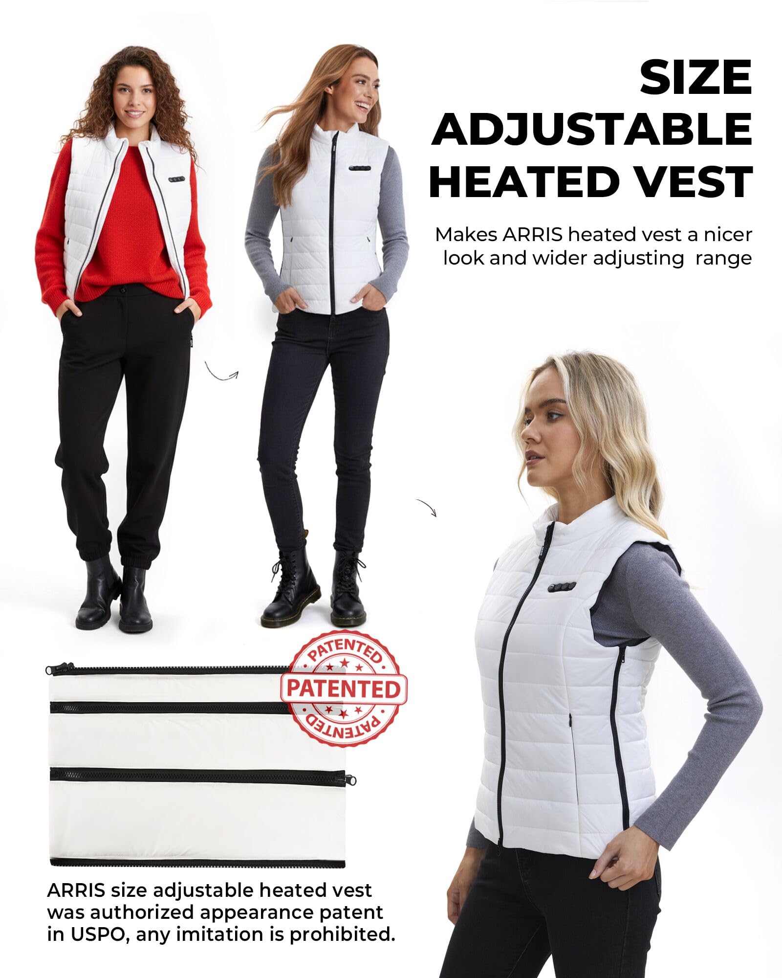 ARRIS 12V Heated vest for Women Size Adjustable