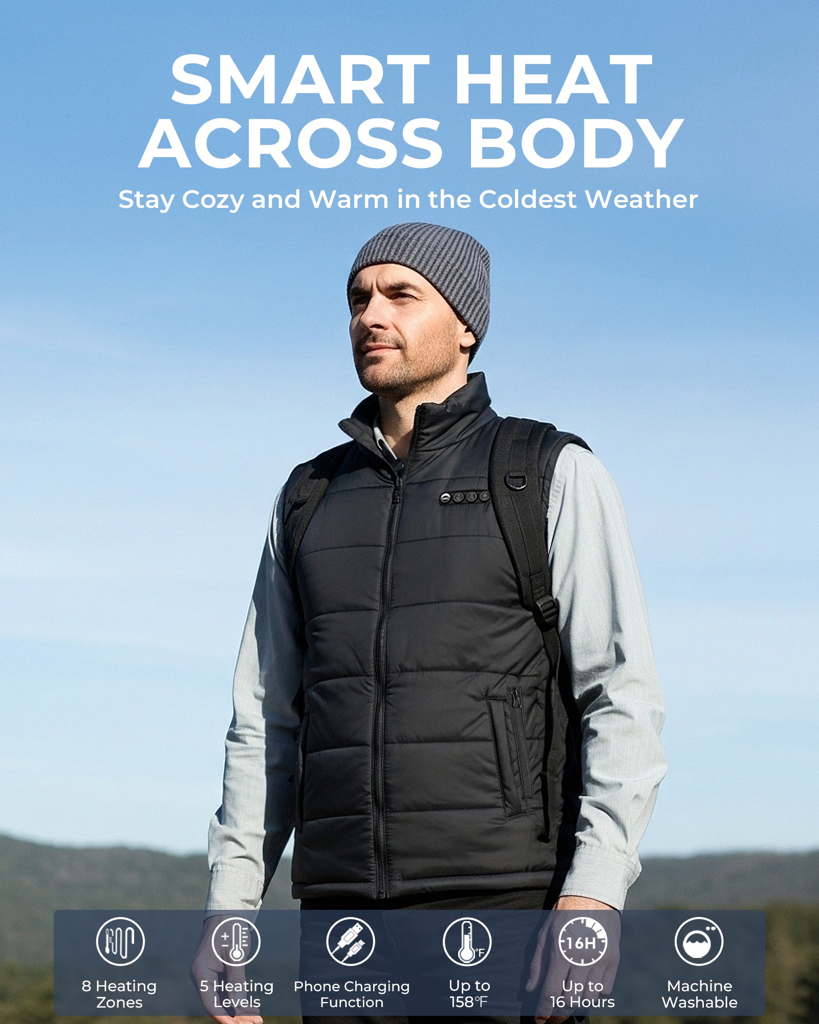ARRIS 12V Graphene-Enhanced Heated Vest with Patented Size Adjustable Design