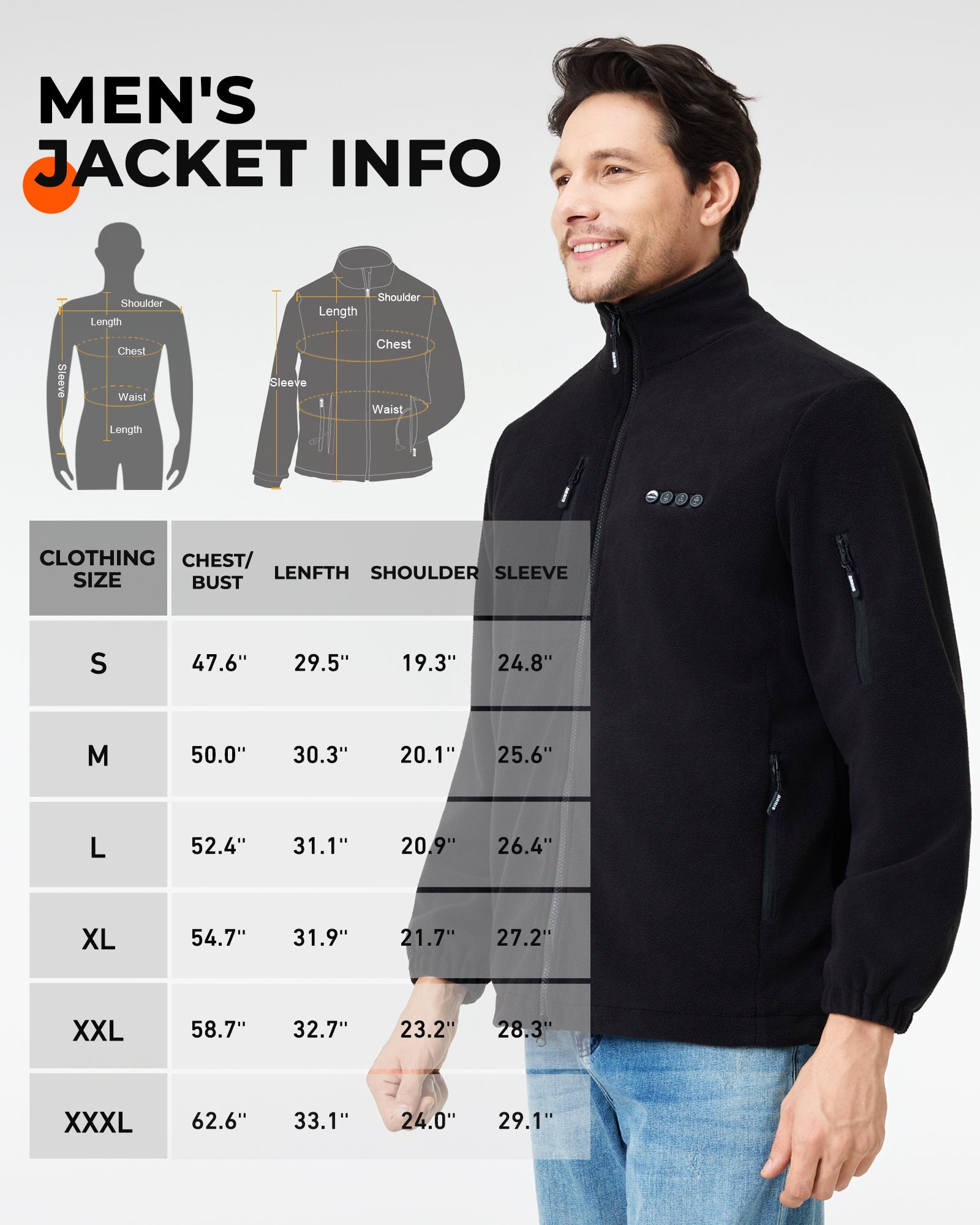 ARRIS Heated Polar Fleece Jacket for Men
