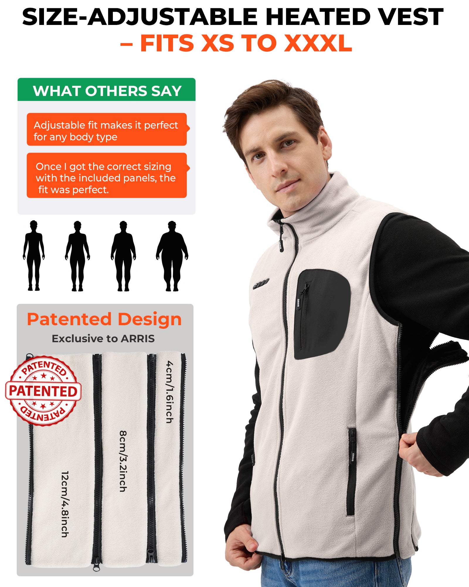 ARRIS Fleece Heated Vest with 12V Battery Size Adjustable