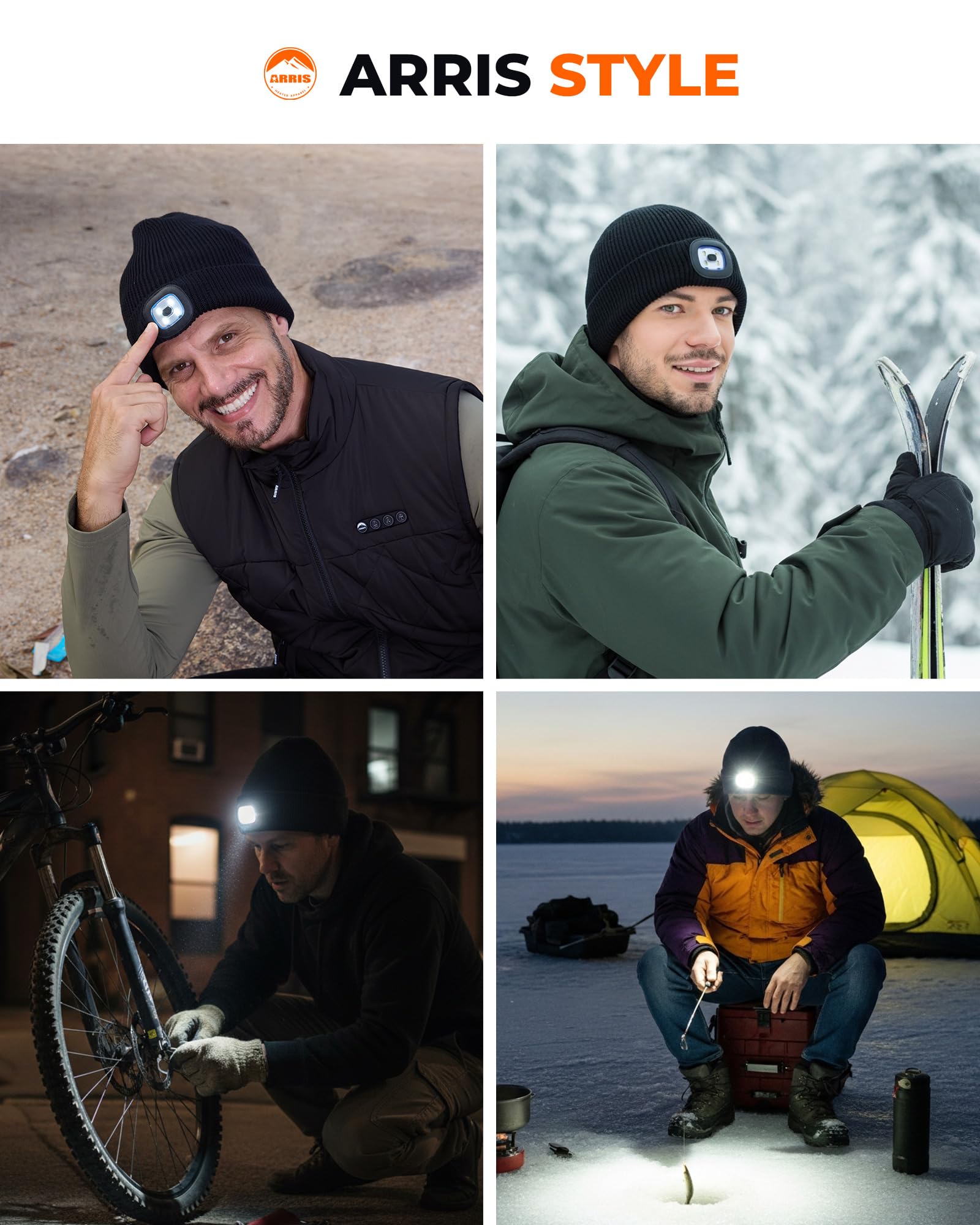 ARRIS Rechargable Heated Hat with Led light