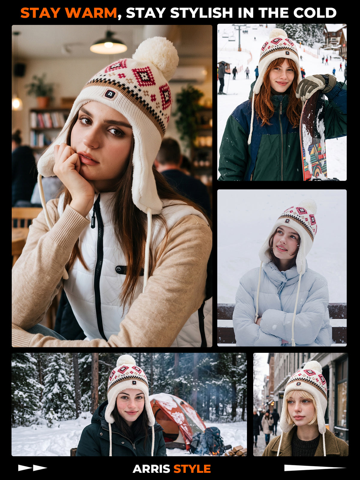 ARRIS Women’s Fair Isle Heated Earflap Hat with Battery