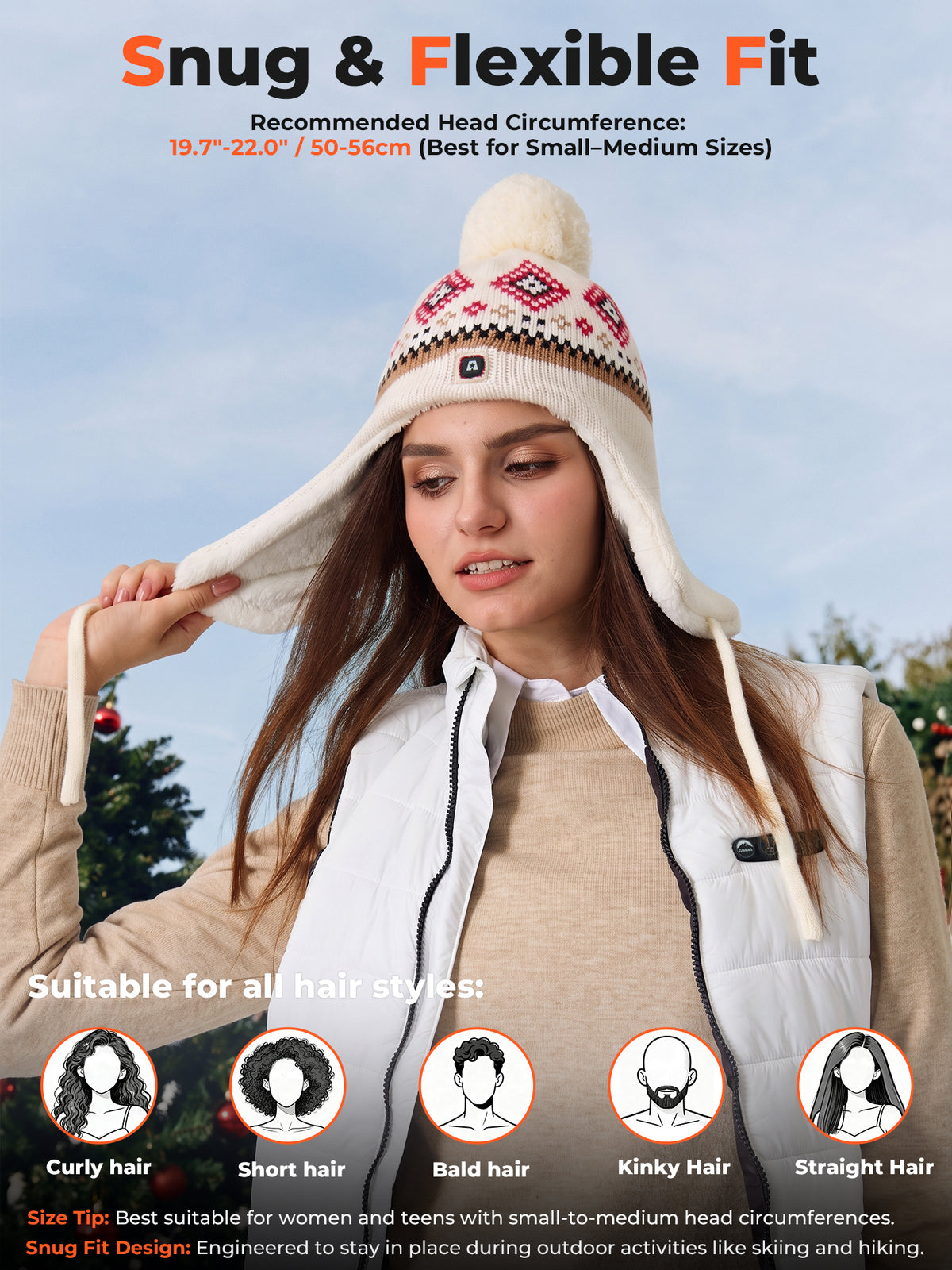 ARRIS Women’s Fair Isle Heated Earflap Hat with Battery