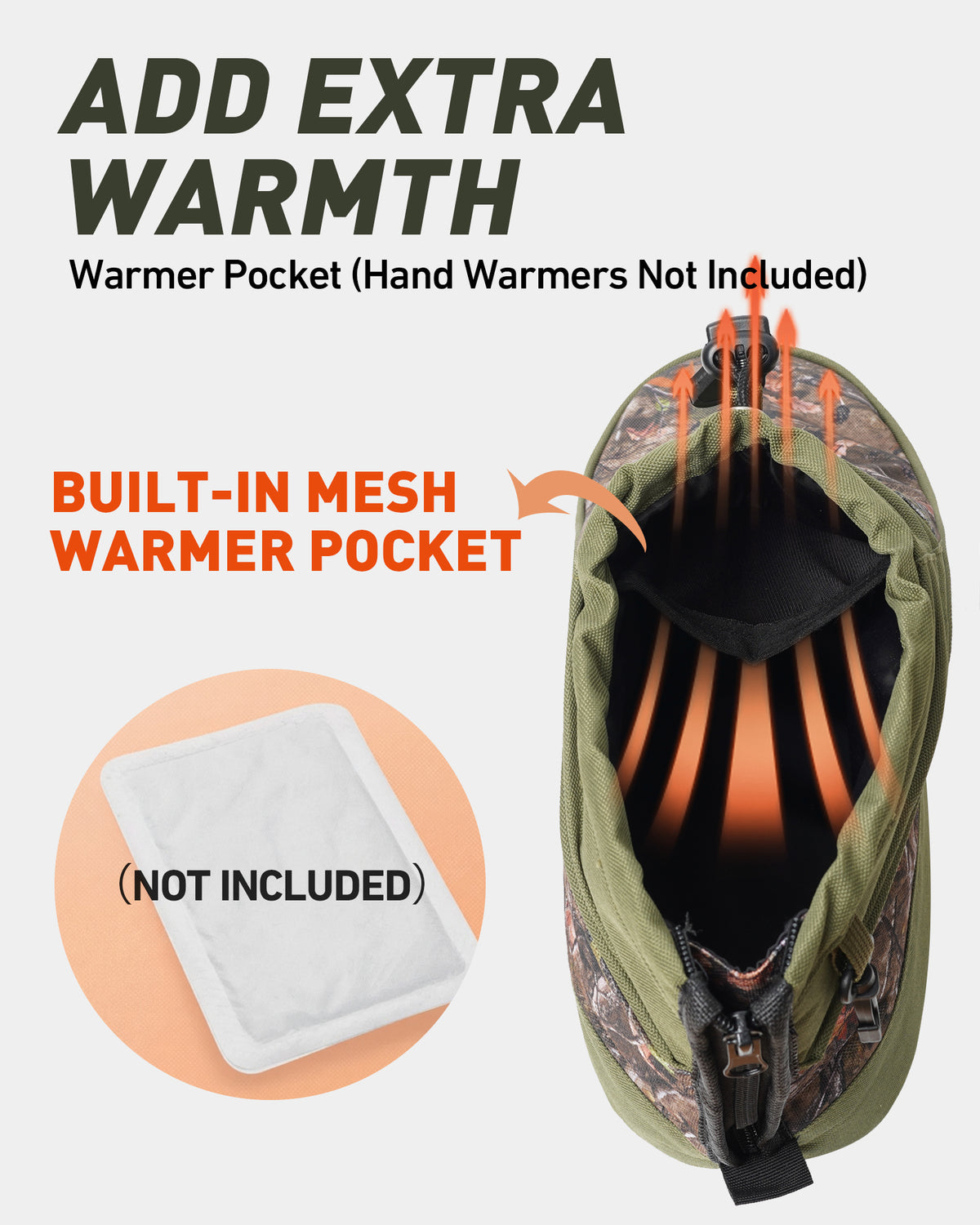 Insulated Hunting Boot Covers, Camo Over Boot Warmers with Warmer Pocket