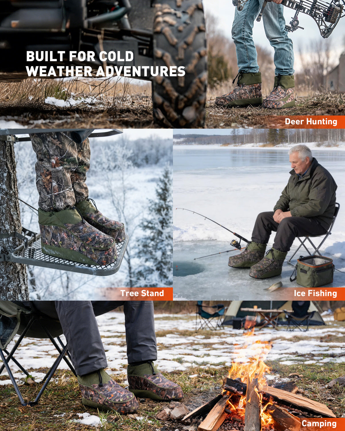 Insulated Hunting Boot Covers, Camo Over Boot Warmers with Warmer Pocket