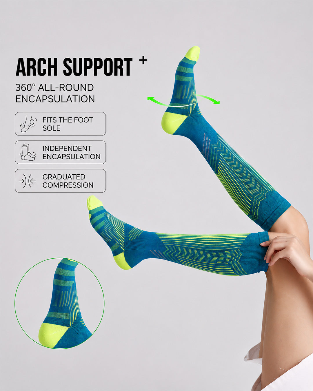 Athletic Compression Socks with Reflective Stripes for Running, Cycling & Training