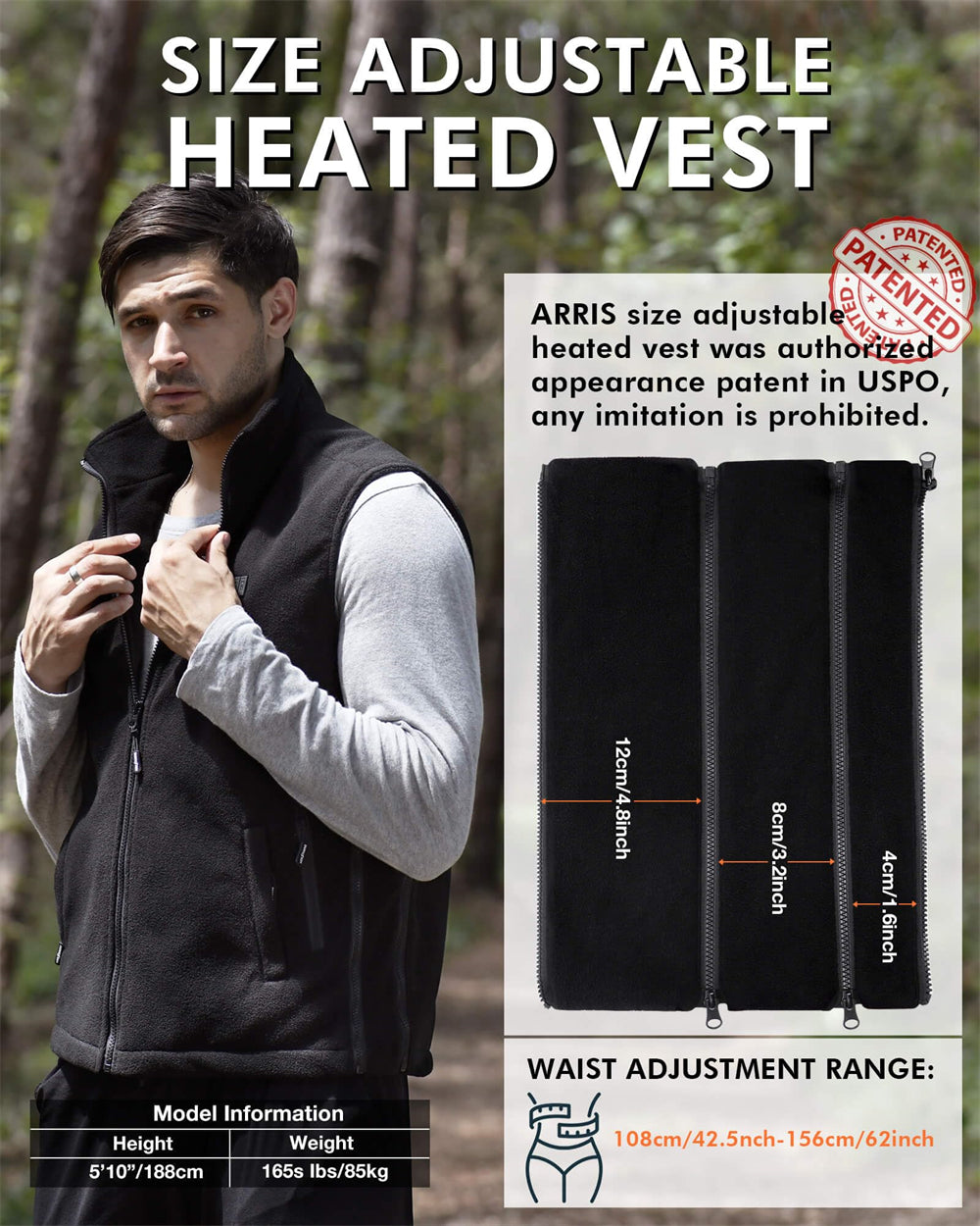 best size adjustable heated vest for men