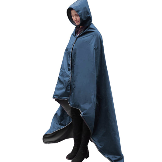 DUKUSEEK Hoodie Blanket Waterproof for Outdoor Camping, Picnic, Stadium, Sports, Beach, Concerts, Car, Dogs, Stadium Blanket Fleece Blanket Extra Large with Hood (79 x 56 inches) Navy Blue