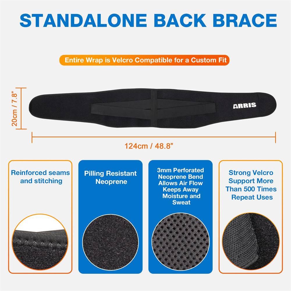 standalone back brace entire wrap is velcro compatible for a custom fit