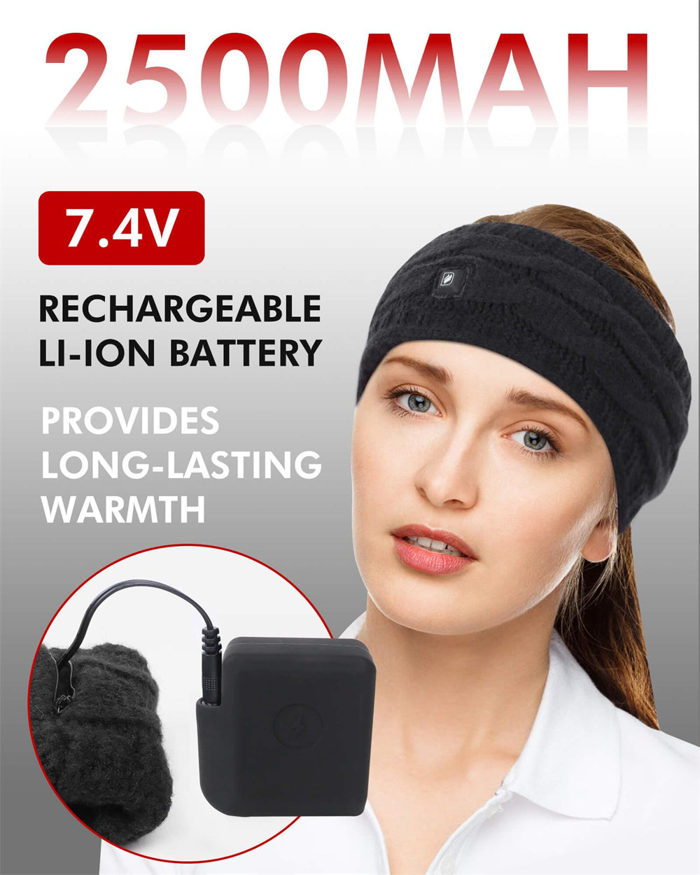 DUKUSEEK Heated Headbands Men Women with 7.4V Rechargable Battery for Winter Work Outdoor Activity