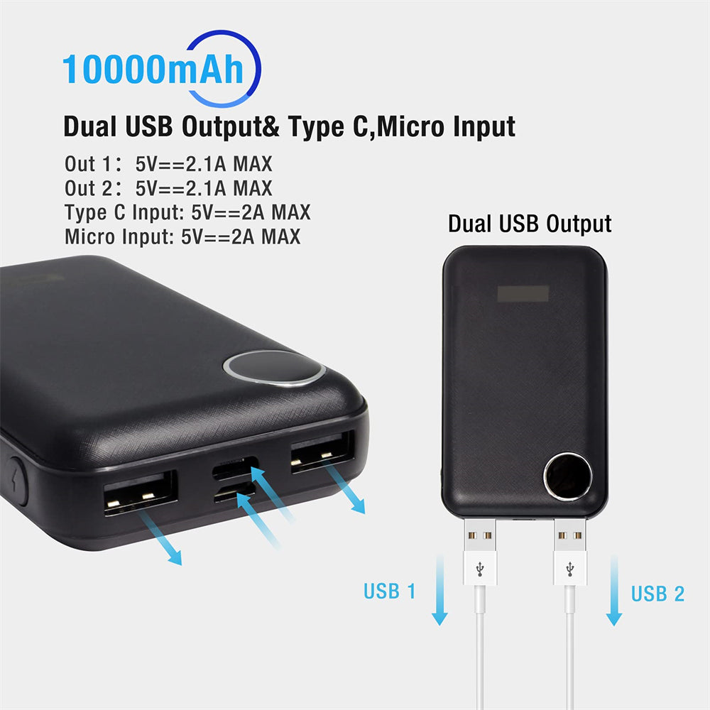 DUKUSEEK 5V 10000mAh Lipo Battery, Portable Charger with Dual USB Ports, Compatible Outdoor Blanket and 5V Heated Hand Muff