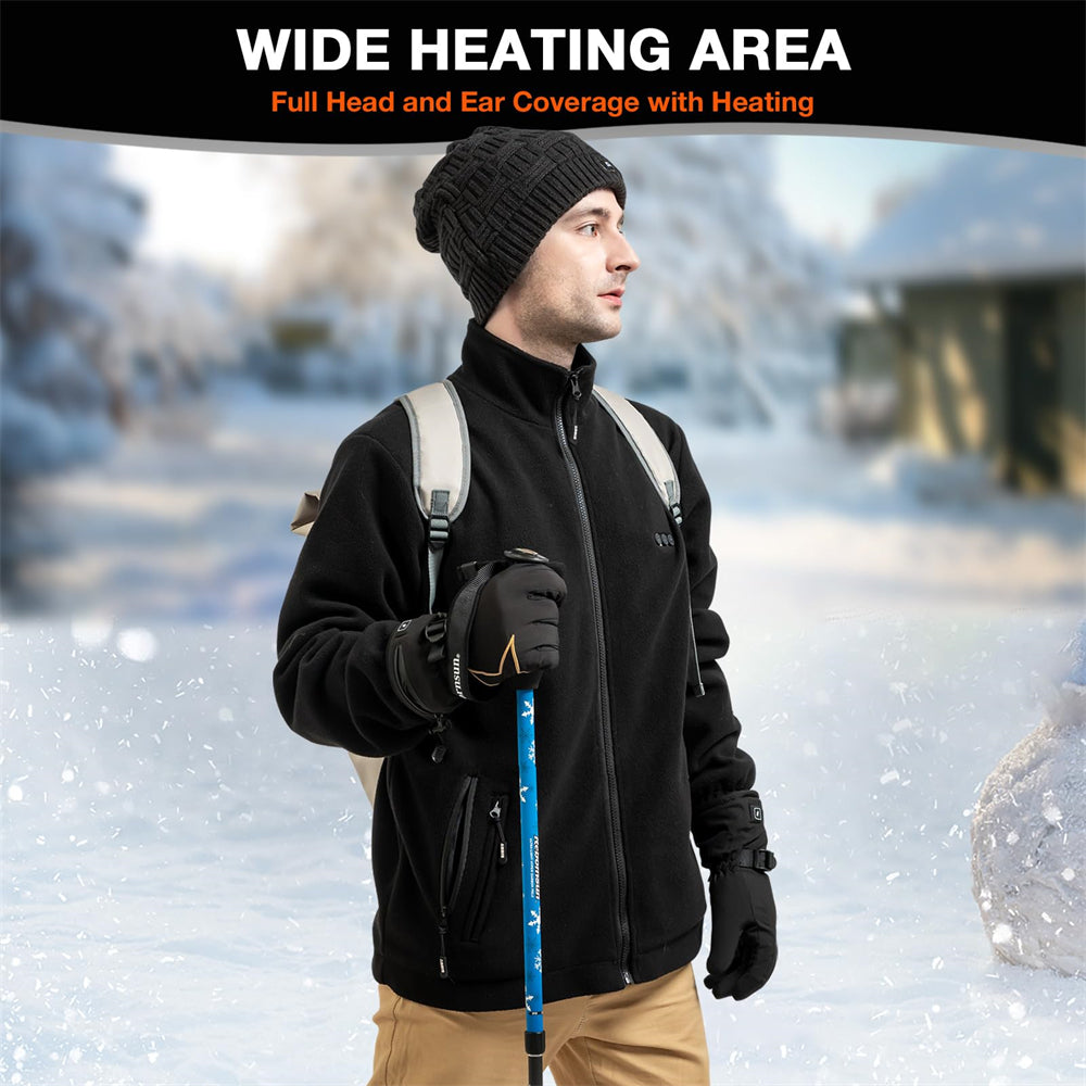 Wide heating area, full head and ear coverage with heating