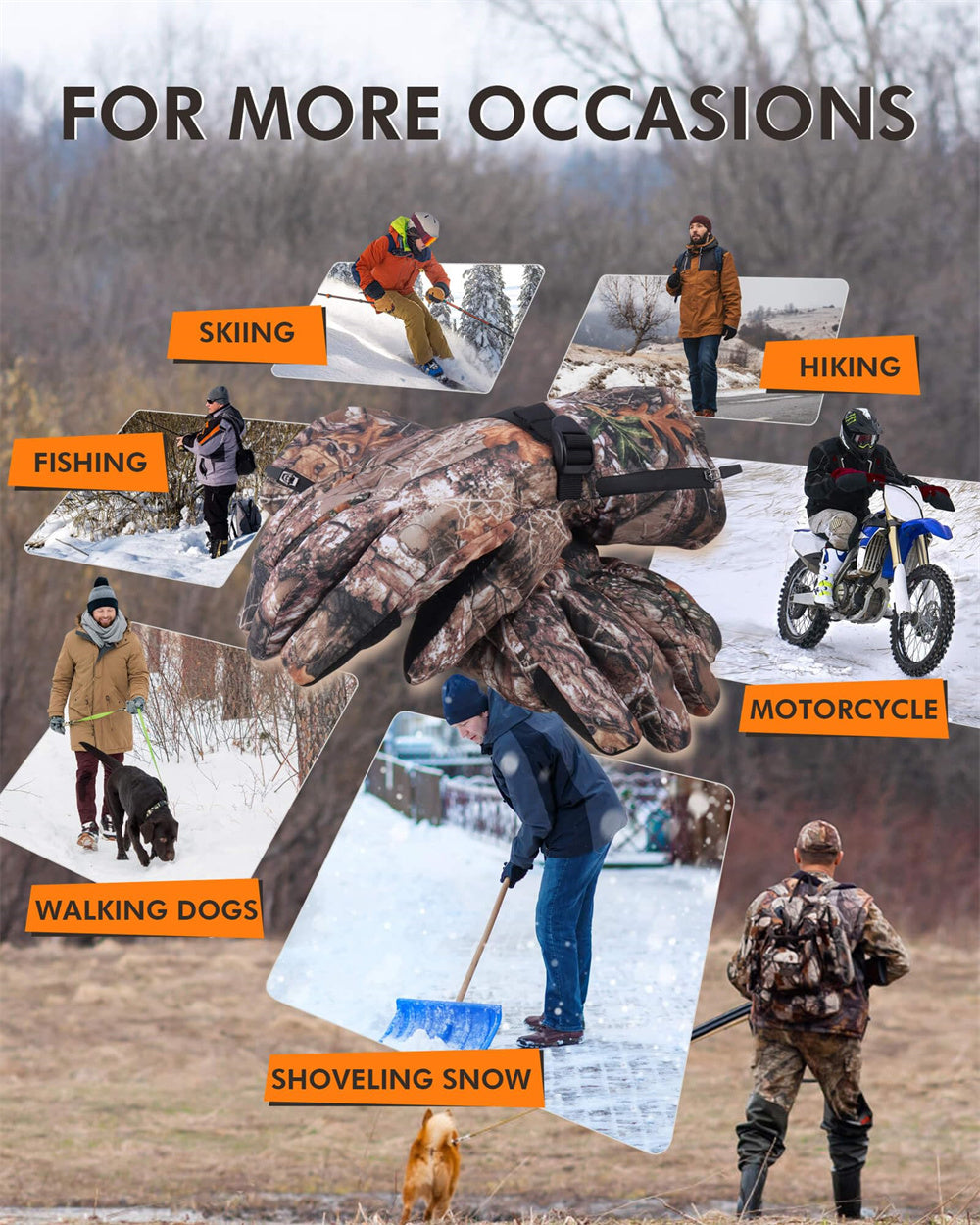 ARRIS Electric Heated Camo Gloves Unisex for Hunting Fishing Outdoor Work