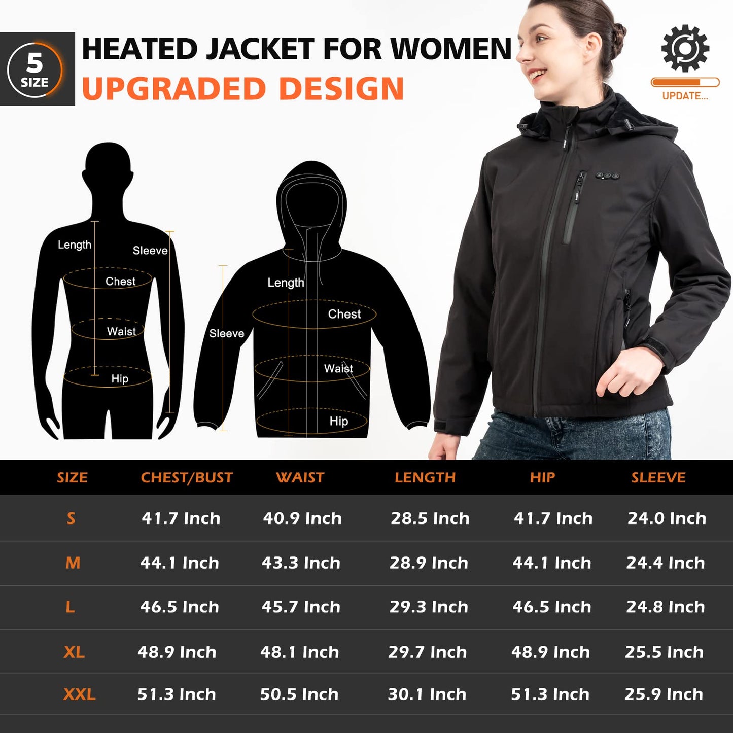 Arris Heated Jacket Women Electric Heating Coat for Hunting, Skiing, Outdoor Work