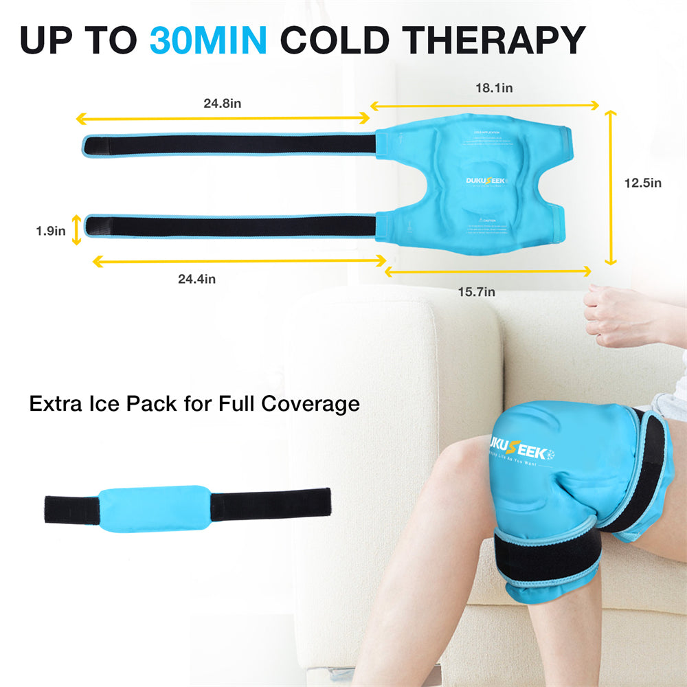 UP TO 30 minutes cold therapy with DUKUSEEK knee ice pack wrap
