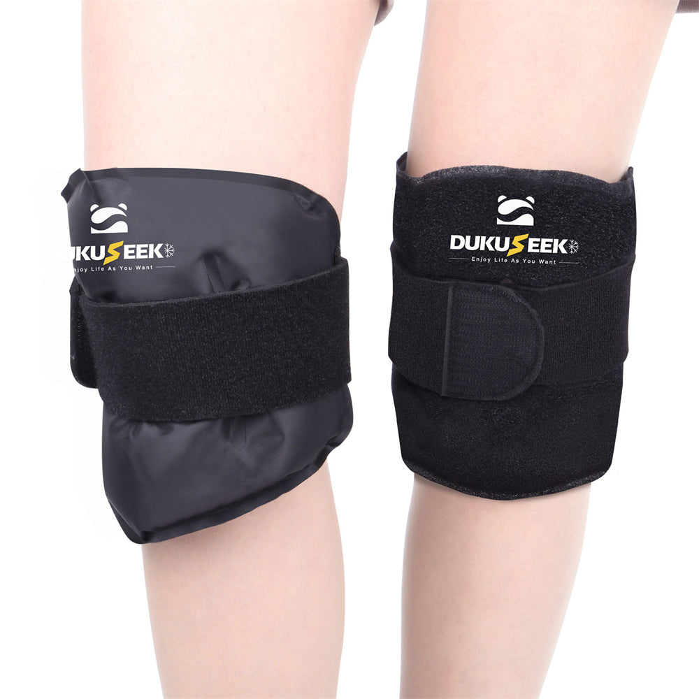 DUKUSEEK Knee Ice Pack Wrap for Injuries Reusable, Ice Knee Wrap with Cold Compression Therapy for Replacement Surgery Recovery, Soft Looped Lycra Fabric for Knee Pain Relief - Pregnancy Kids Must Haves  2PCS