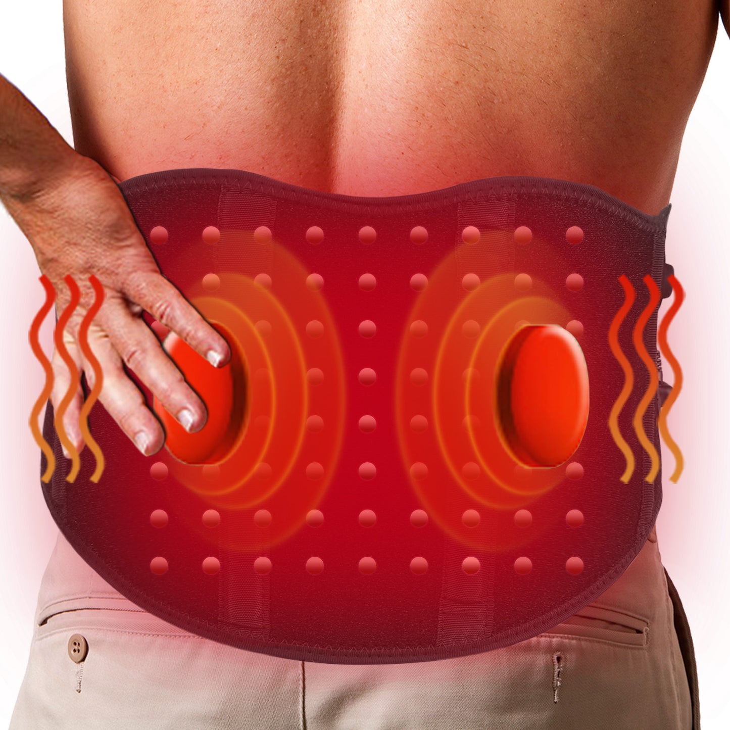 Heated Back Brace With Vibration Massage, Electric Lower Back Heating Pad  Massager