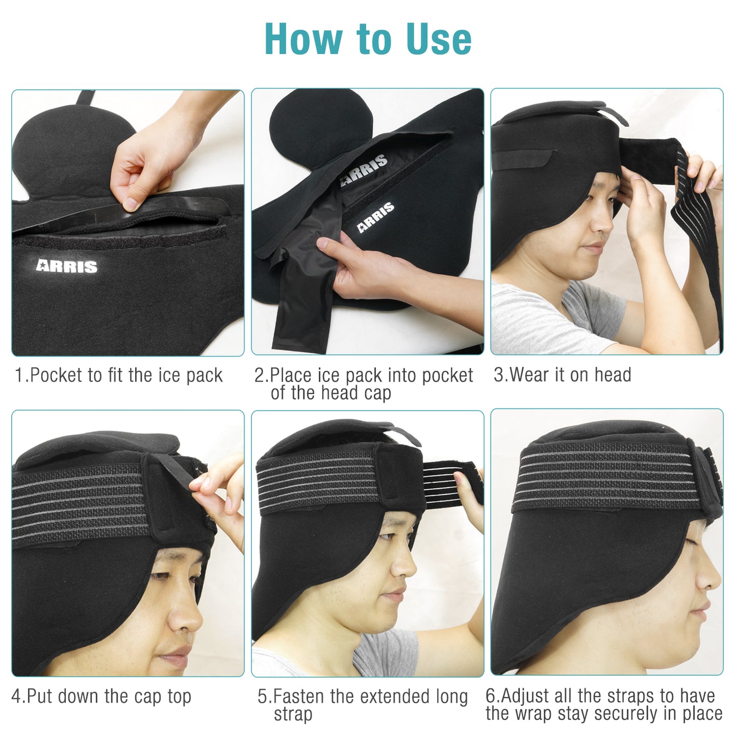 ARRIS Ice Cap for Headache and Migraine - Pain Relief Hat with Ice Pack for Migraine, Head and Neck Tension, Hot Cold Therapy Treatment