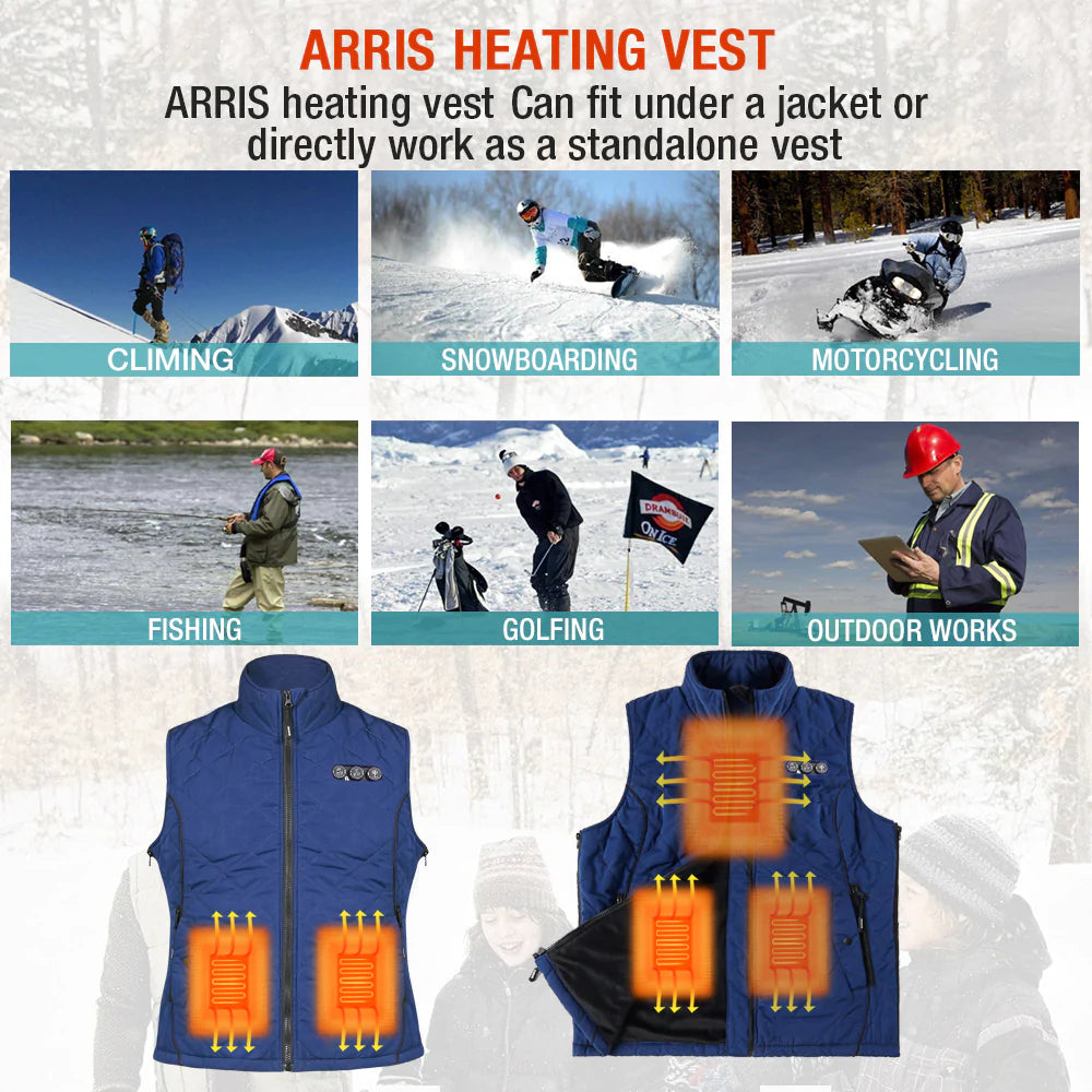 ARRIS 7.4V Battery Heated Vest Size Adjustable Vest + Battery Heated Vest for Women